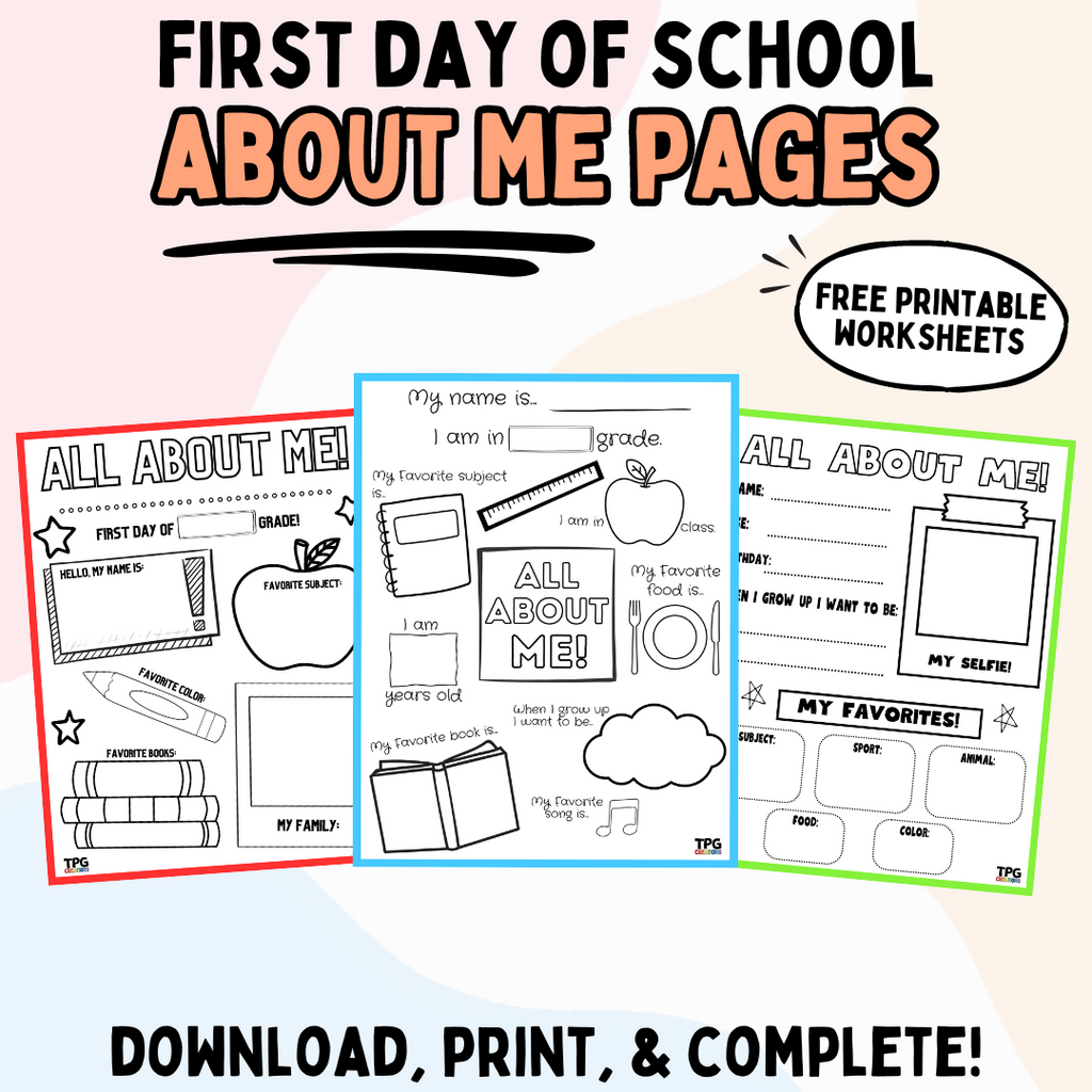 First Day of School About Me Coloring Pages! - Free & Downloadable!