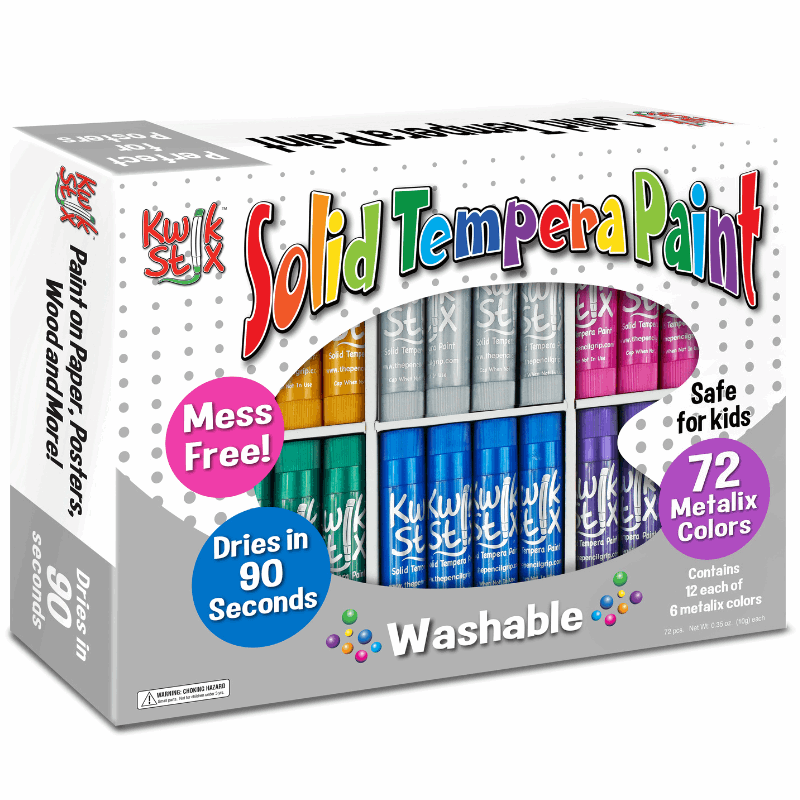 Kwik Stix Solid Tempera Paint Sticks, Class Pack Set of 72 Metallic Colors