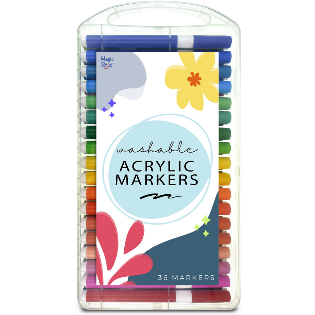 acrylic markers washable 36 pack packaging