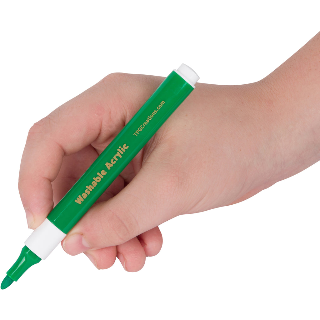 acrylic markers washable green marker in hand