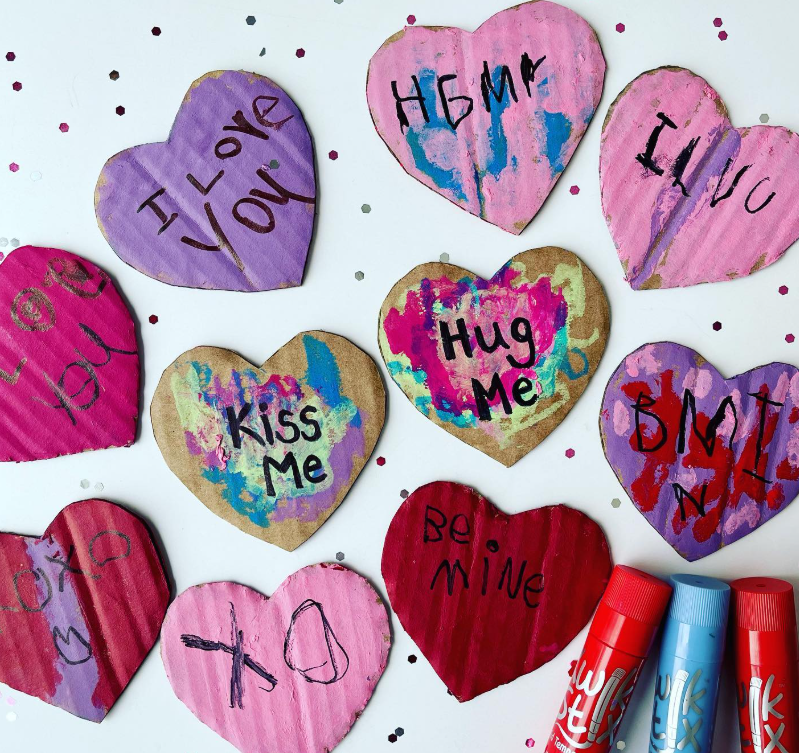 cardboard hearts craft