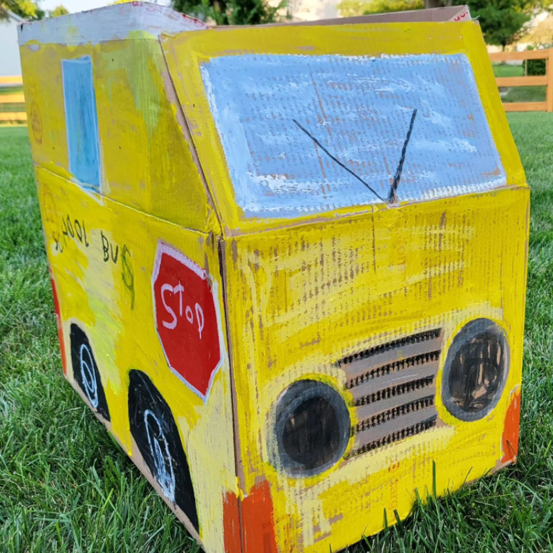 large cardboard box school bus