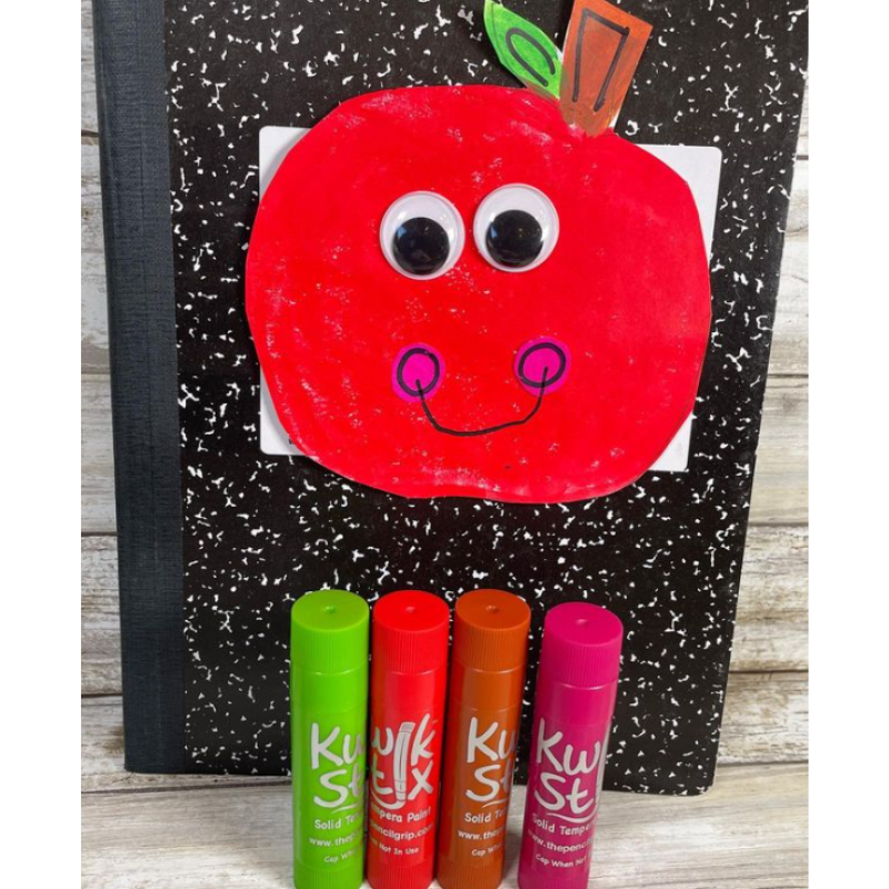 cute apple craft on notebook