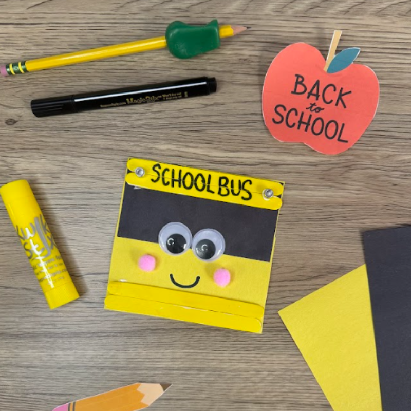 school bus craft using kwik stix and popsicle sticks